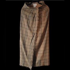 Vintage 90s,Y2k, Dark Academia Preppy Plaid Wool Blend Skirt With Fringe Details